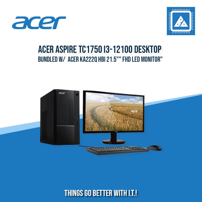 ACER ASPIRE TC1750 I3-12100 DESKTOP BUNDLED W/  ACER KA222Q HBI 21.5 ACER ASPIRE TC1750 I3-12100 DESKTOP BUNDLED W/  ACER KA222Q HBI 21.5